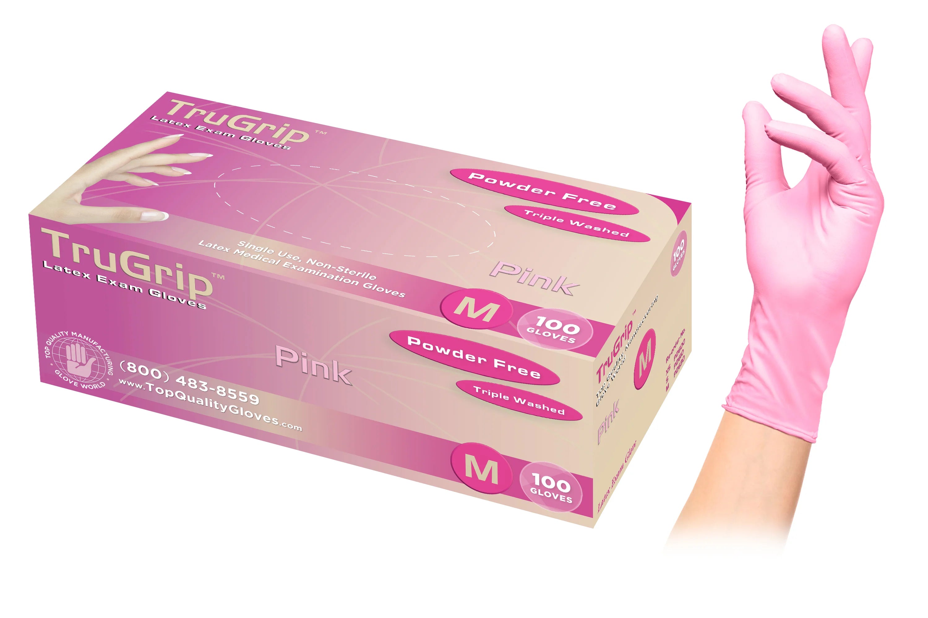 TruGrip Pink Latex Gloves X-Small