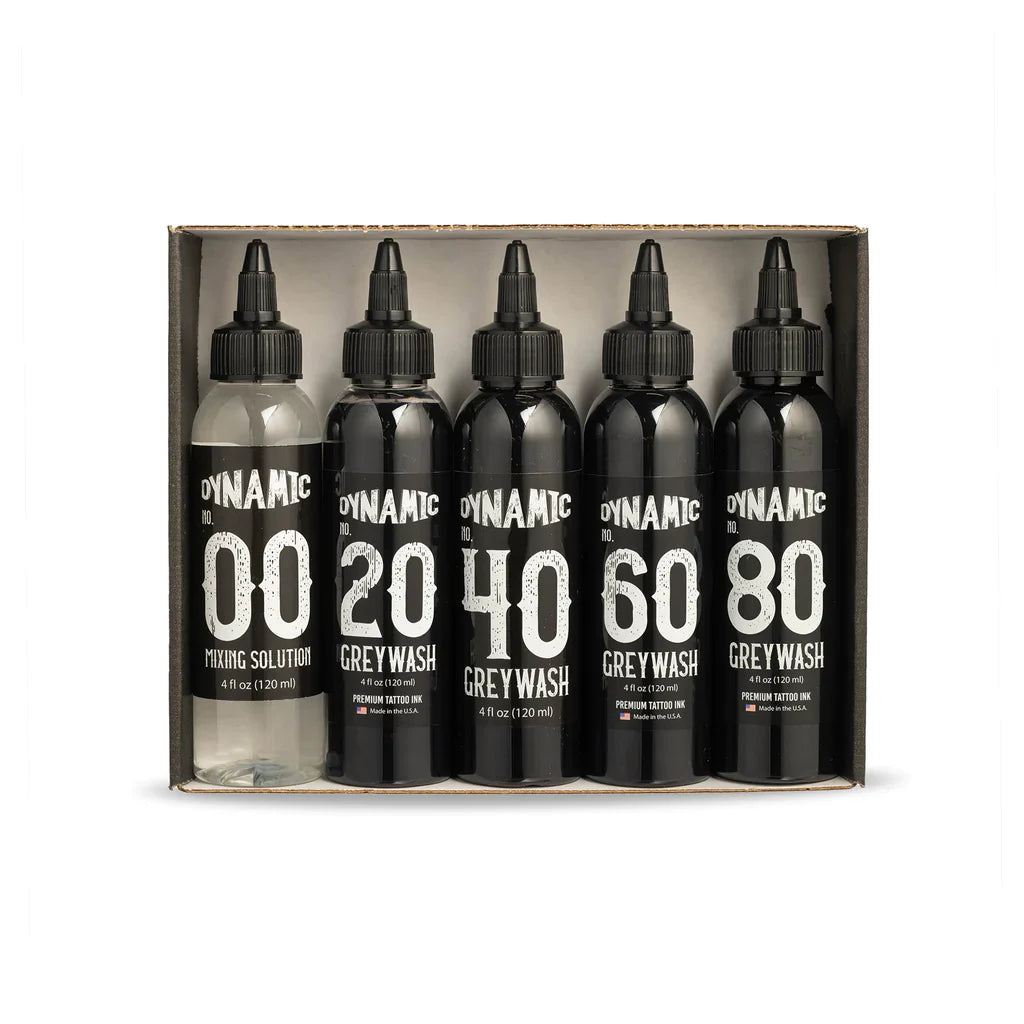 Dynamic Greywash Tattoo Ink Set with Mixing Solution